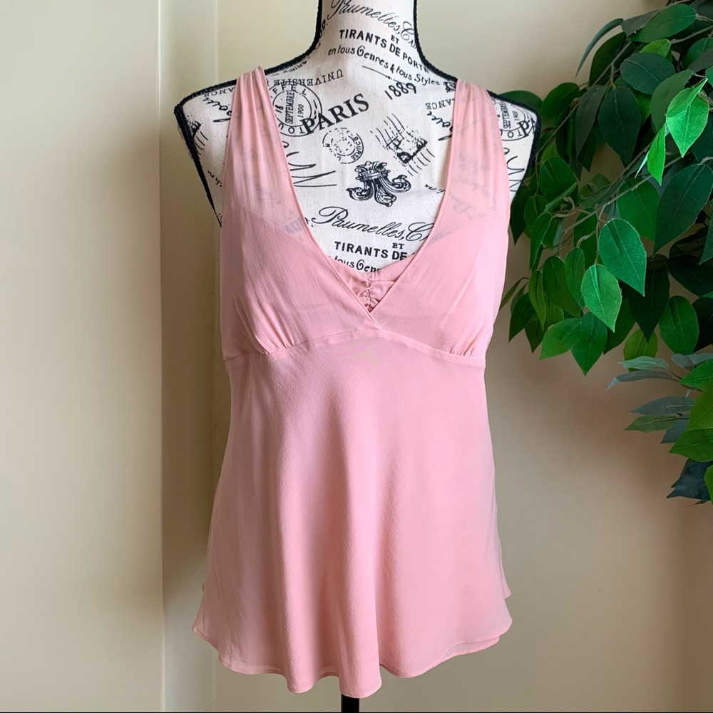 Theory Meesha Flutter Top Pink Sz M